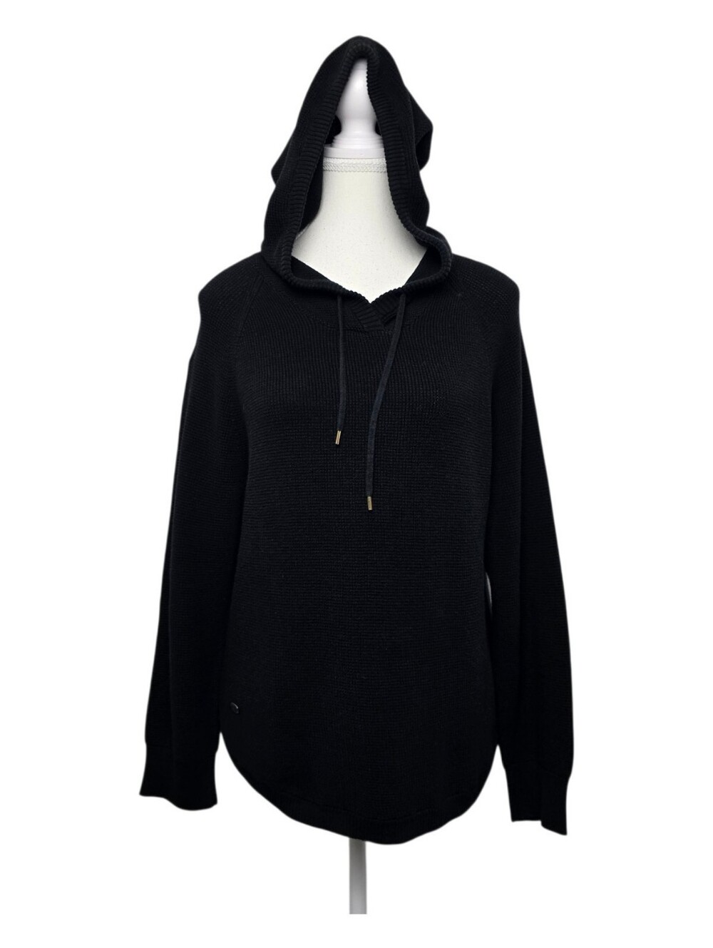 Lauren Ralph Lauren Women’s Black Waffle Knit Hooded Sweater Size XL Casual Goth